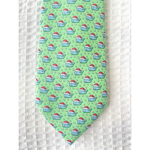 NWT Vineyard Vines Boys Tie Santa Whale 100% Silk